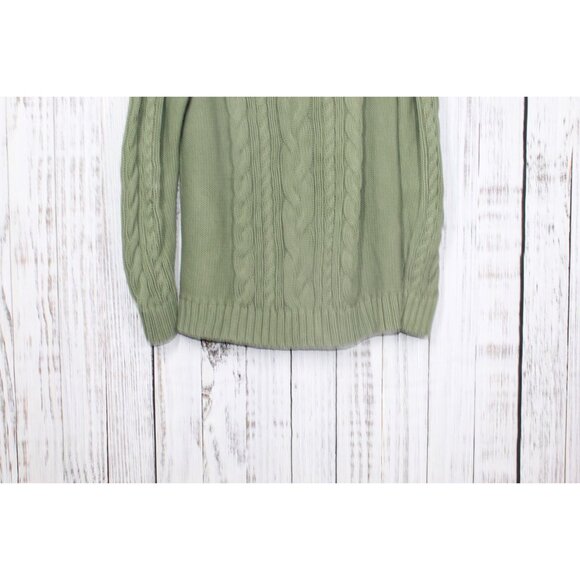 LL Bean Double L Cable Chunky Knit Sweater Crewneck Bay Leaf Size XL - Picture 6 of 9